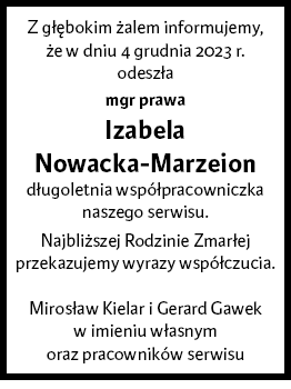 Nekrolog Izabela Nowacka-Marzeion